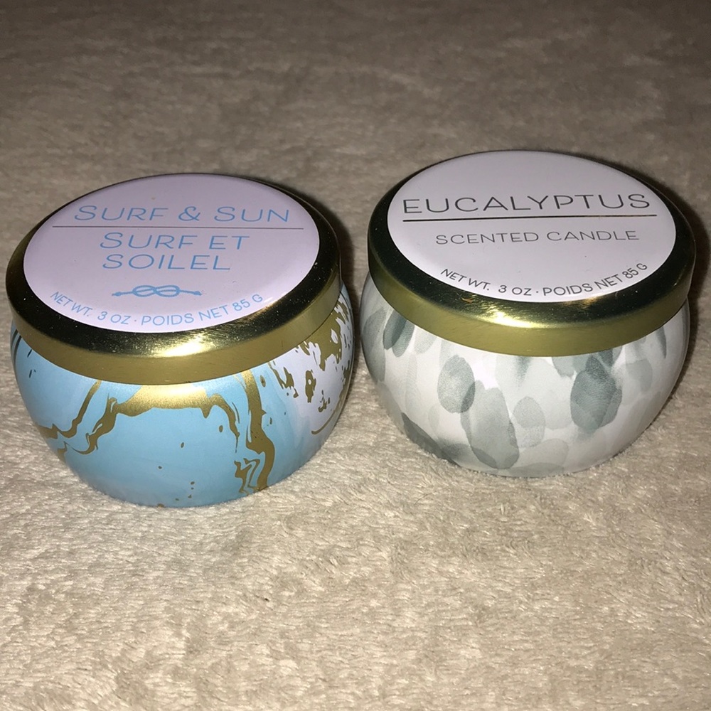 Eucalyptus Scented Tin Candle - White/Gray